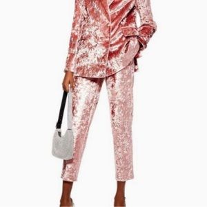 Pink crushed velvet Topshop slacks